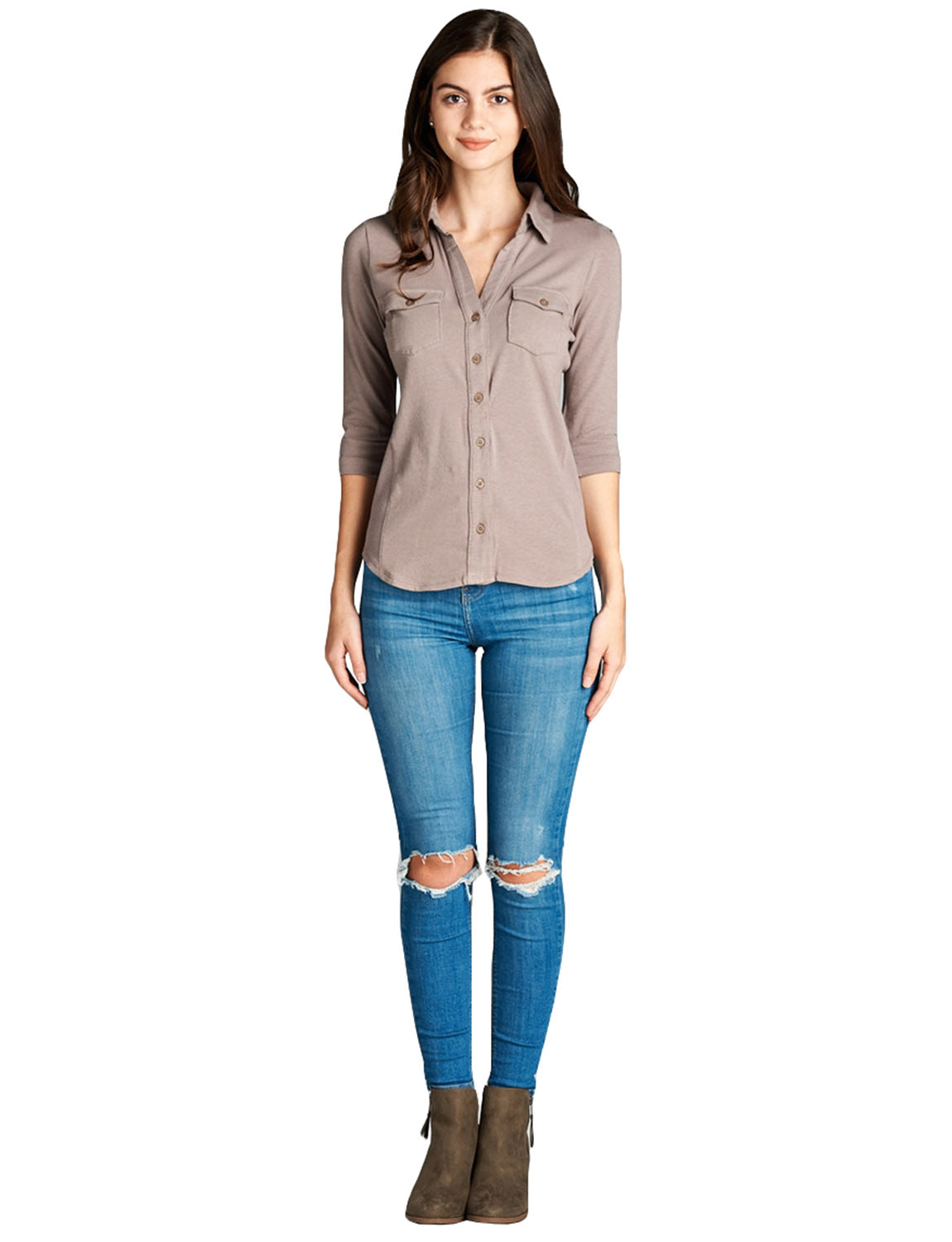 Cozy Ribbed Button-Cuff Shirt