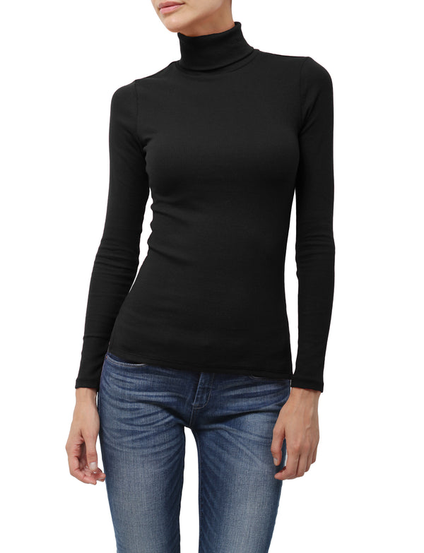 LIGHT WEIGHT BASIC LONG SLEEVE TURTLE NECK RIBBED SHIRTS - NE PEOPLE